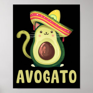Cute Avogato Funny Cinco De Mayo Cat Avocado Kids Poster
