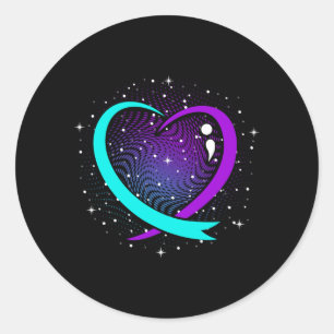 Cute Awareness Heart Happy Support Graphic Classic Round Sticker