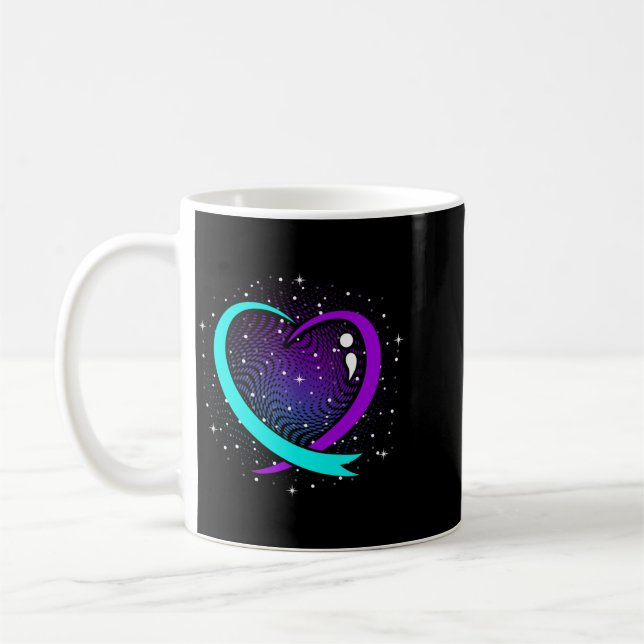 Cute Awareness Heart Happy Support Graphic Coffee Mug (Left)