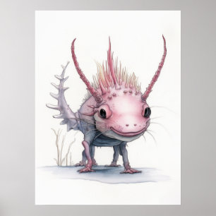 Cute Axolotl Art: Poster