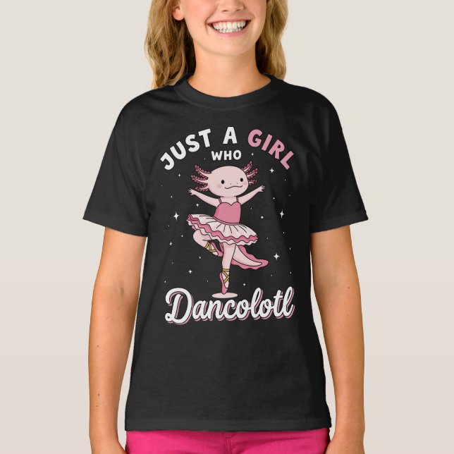 Cute Axolotl Ballerina in Pastel Pink Tutu T-Shirt (Front)