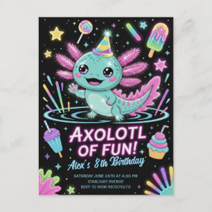 Cute Axolotl Birthday Party Invitation Postcard
