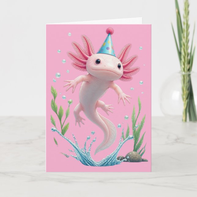 Cute Axolotl Birthday Pun Funny Gift  Card (Front)