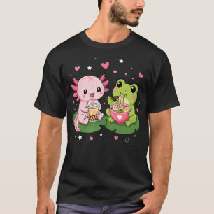 Cute Axolotl Boba Tea And Frog Ramen T-Shirt