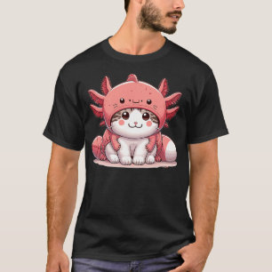 Cute Axolotl Cat Wearing Axolotl Suit Kawaii Lover T-Shirt
