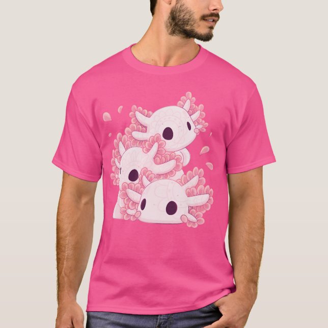 Cute Axolotl Chibi Stack T-Shirt (Front)