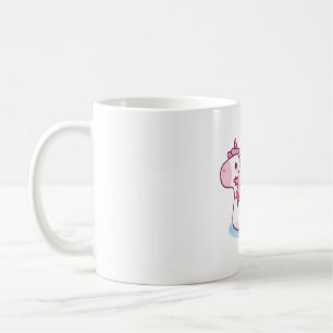 Cute Axolotl Chilling On Unicorn Pool Float Drinki Coffee Mug