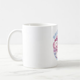 Cute Axolotl Chilling On Unicorn Pool Float Relaxo Coffee Mug