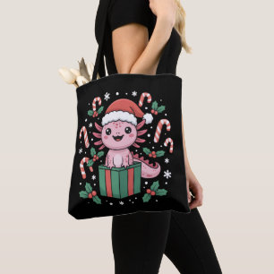 Cute Axolotl Christmas Animal Amphibian Holiday Tote Bag