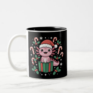 Cute Axolotl Christmas Animal Amphibian Holiday Two-Tone Coffee Mug
