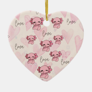 Cute axolotl christmas ceramic tree decoration