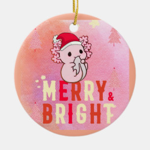 Cute axolotl christmas ceramic tree decoration