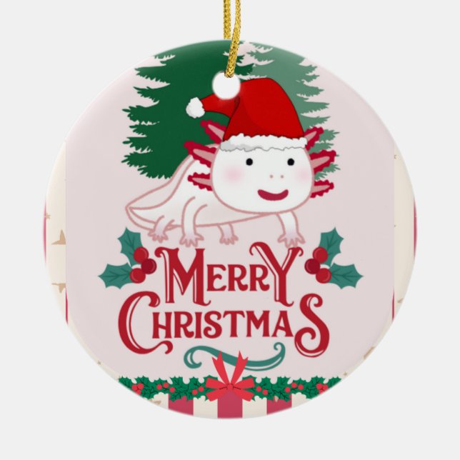 Cute axolotl christmas ceramic tree decoration (Front)