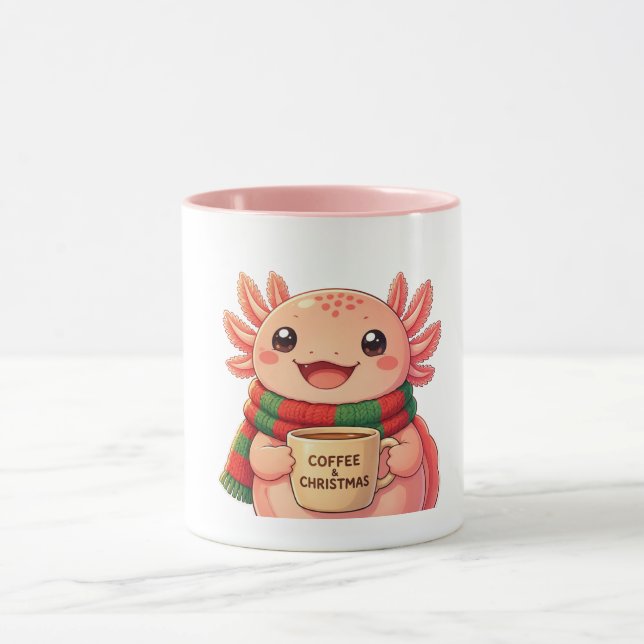 Cute Axolotl Christmas Coffee Mug (Center)