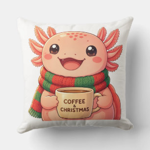 Cute Axolotl Christmas Coffee Throw Pillow
