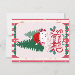 Cute axolotl christmas postcard