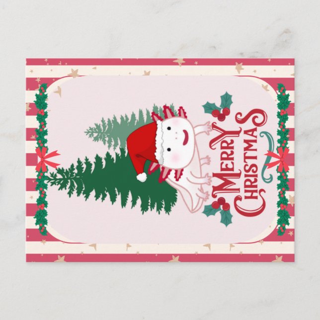 Cute axolotl christmas postcard (Front)