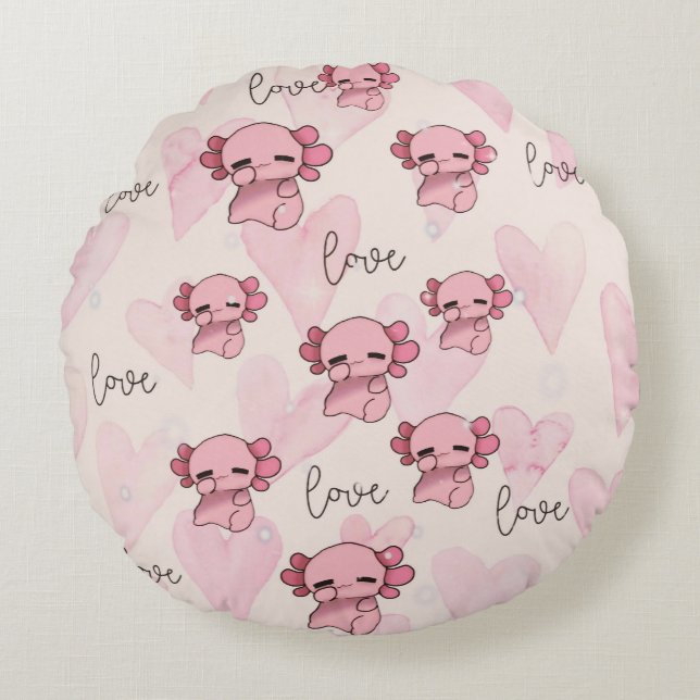 Cute axolotl christmas  round cushion (Front)