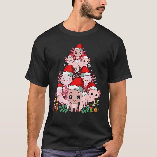 Cute Axolotl Christmas Tree For Axolotl  Xmas Pjs T-Shirt (Front)