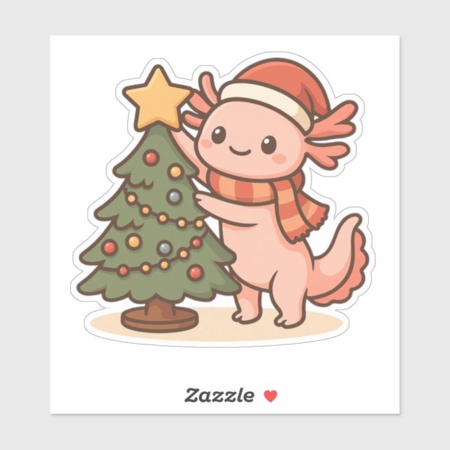 Cute Axolotl Christmas Tree Sticker (Sheet)