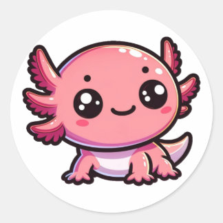 Cute Axolotl Classic Round Sticker