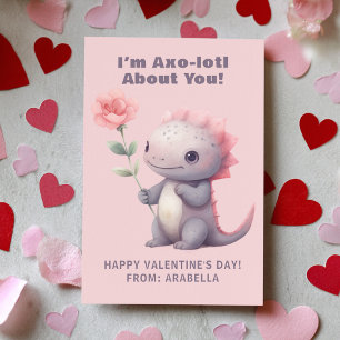 Cute Axolotl Classroom Valentine Card