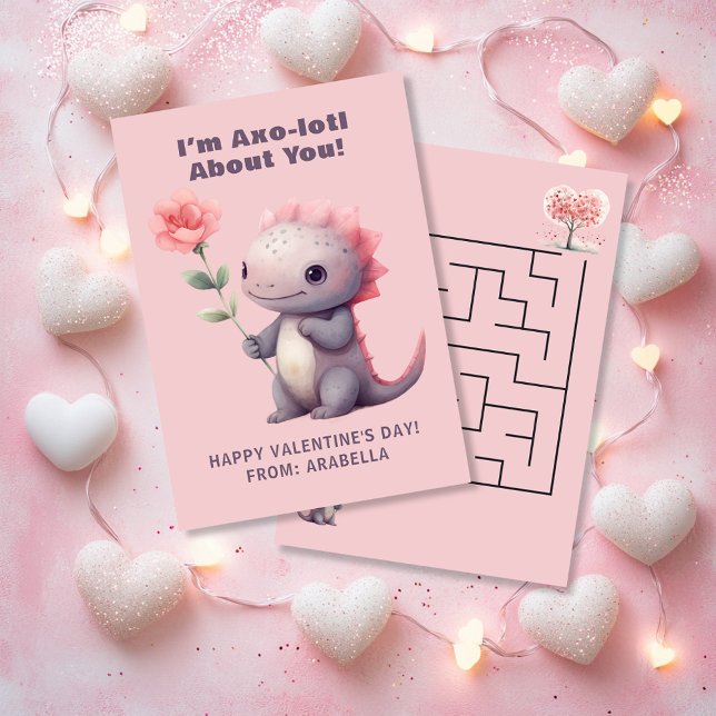 Cute Axolotl Classroom Valentine Card with Maze (Cute Axolotl Classroom Valentine Card with Maze)