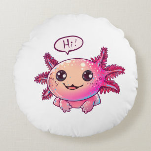 Cute Axolotl Comic in cartoon style Round Cushion