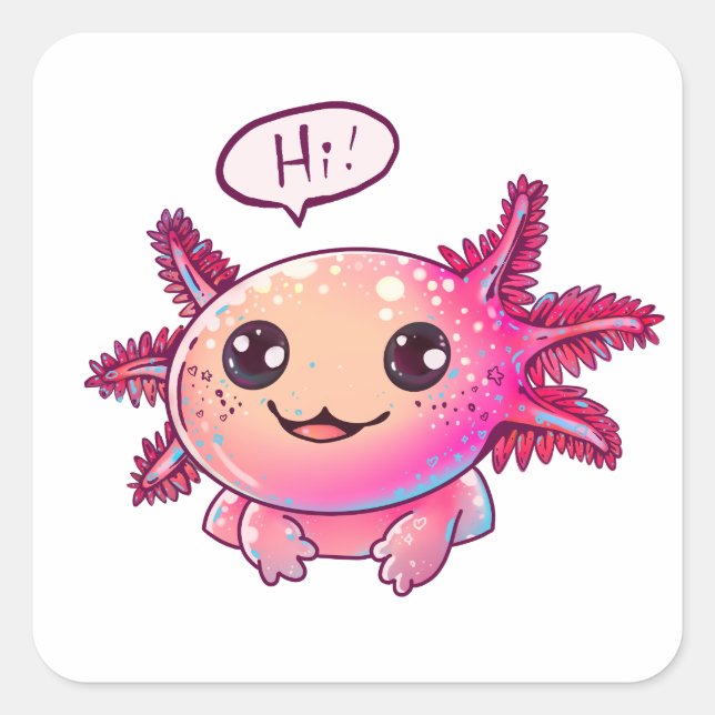Cute Axolotl Comic in cartoon style Square Sticker (Front)
