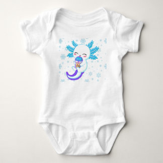 Cute Axolotl Drinking Boba | Winter Bubble Tea Baby Bodysuit