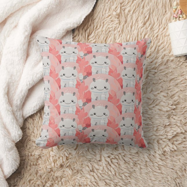 Cute Axolotl Drinking Milk Cushion (Blanket)