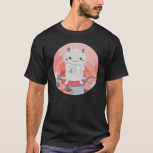 Cute Axolotl Drinking Milk T-Shirt