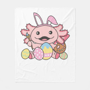 Cute Axolotl Easter With Easter Eggs As Easter Fleece Blanket