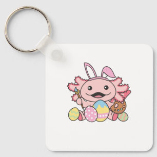 Cute Axolotl Easter With Easter Eggs As Easter Key Ring