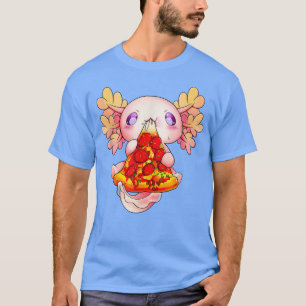 Cute Axolotl Eating Pizza Snacks Axolotl Kawaii Pa T-Shirt