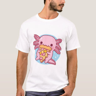 Cute Axolotl Eating Pizza T-Shirt