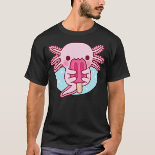 Cute Axolotl Eating Popsicle Ice Cream T-Shirt