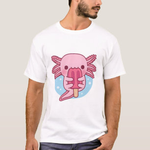 Cute Axolotl Eating Popsicle Ice Cream T-Shirt