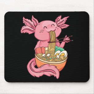 Cute Axolotl Eating Ramen Noodles Kawaii Anime Gir Mouse Mat