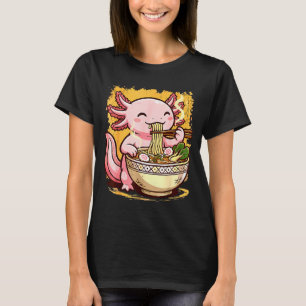 Cute Axolotl Eats Ramen Noodles Axolotls Ramen T-Shirt