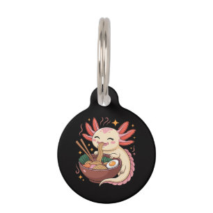 Cute Axolotl Eats Ramen Noodles Pet Tag