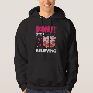 Cute Axolotl Funny Animals In Doughnut Pink Hoodie