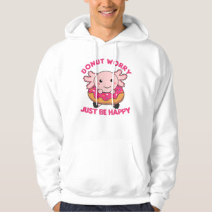 Cute Axolotl Funny Animals In Doughnut Pink Hoodie