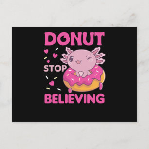 Cute Axolotl Funny Animals In Doughnut Pink Postcard