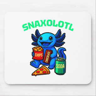 Cute Axolotl Funny Snaxolotl Snacks A Lot Axolotl  Mouse Mat