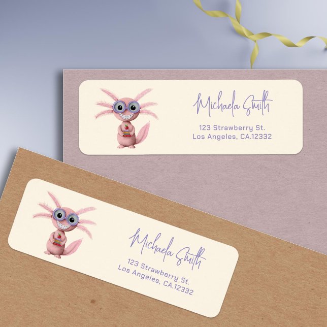 Cute Axolotl Glasses Return Address (Creator Uploaded)