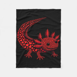Cute Axolotl Heart Kids Mens Womens Valentine Axol Fleece Blanket