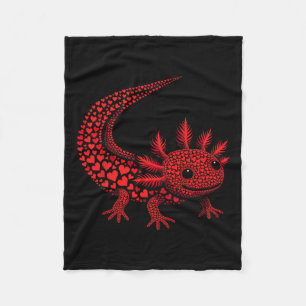Cute Axolotl Heart Kids Mens Womens Valentine Axol Fleece Blanket