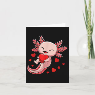Cute Axolotl Heart Valentines Day For Girls Kids Card