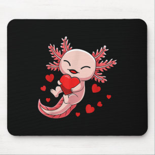Cute Axolotl Heart Valentines Day For Girls Kids Mouse Mat